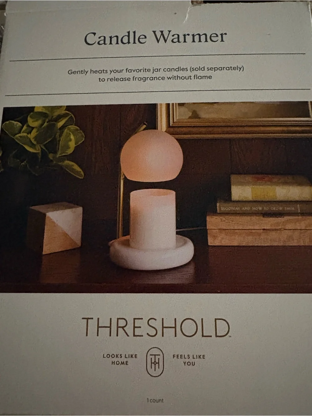 Threshold  white and Gold Marble Dome Candle Warmer new in box